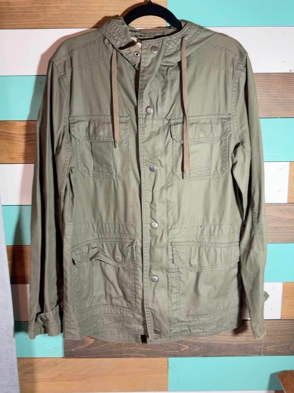 Converse All Star Women’s S Olive Hooded Military Utility Field Jacket